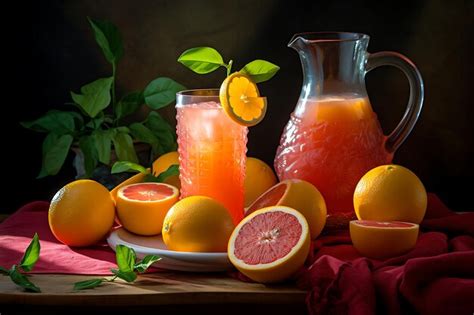 Premium Ai Image Citrus Sunrise Infusion Homemade Fruit Juice