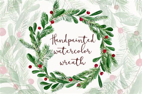 Christmas watercolor wreath clipart By MyLittleMeow | TheHungryJPEG