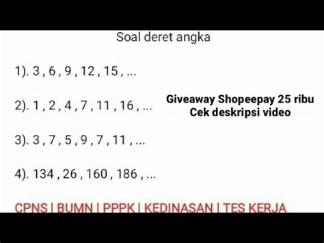 Soal Skd Cpns Deret Angka Youtube