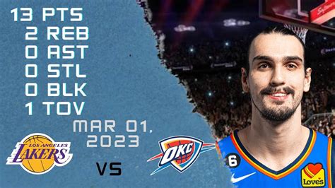 Dario Saric NBA THUNDER Vs LAKERS Regular Season Gameplay Possessions