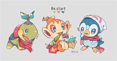 Piplup Turtwig And Chimchar Pokemon Drawn By Shino Shinoru P