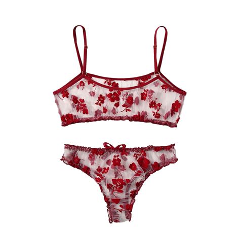Amzcrzy Valentines Lingerie Bodysuit Women S Fashion Flocking Sexy