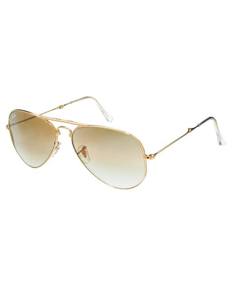 Ray Ban Folding Aviator Sunglasses In Gold Metallic For Men Lyst