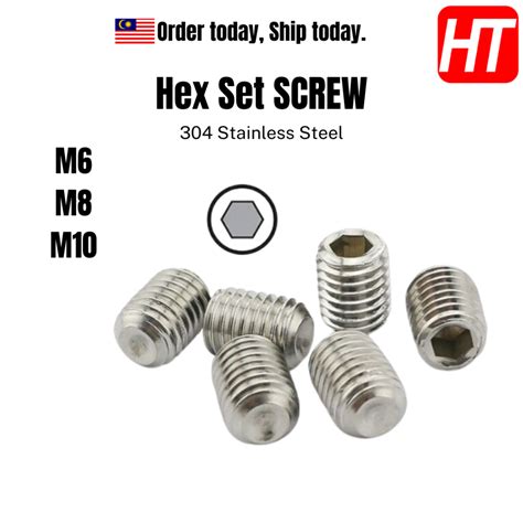 5 PCS M6 M8 M10 Socket Hex Set Screw Headless Screw 304 Stainless