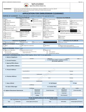 Ombudsman Clearance Form Fill Online Printable Fillable Blank