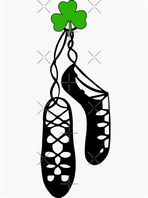 Hanging Irish Dance Soft Shoes With Shamrock Sticker By Manrosem