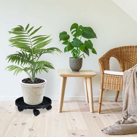 Relaxdays Pack Soportes Macetas Con Ruedas Platos Maceteros Plantas