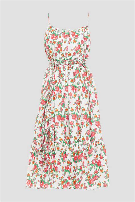 Rhode Resort Lea Gathered Floral Print Cotton Poplin Midi Dress Shopstyle