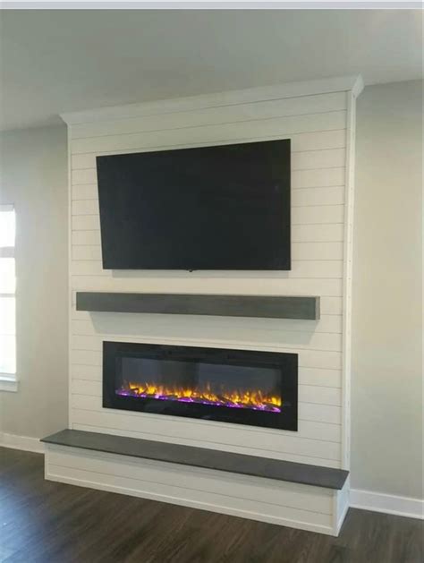 Basement fireplace | Electric fireplace living room, Diy shiplap ...