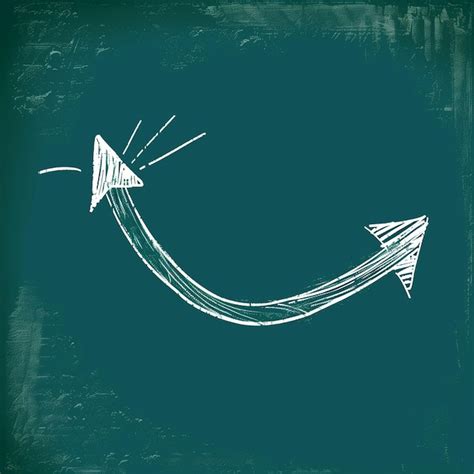 Curved Arrow Drawn In White Chalk On A Green Chalkboard Premium Ai