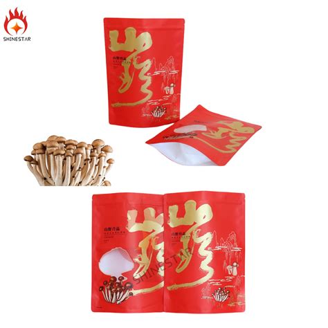 Mushroom Paper Plastic Packaging Bag Zipper Stand Up Pouch Food