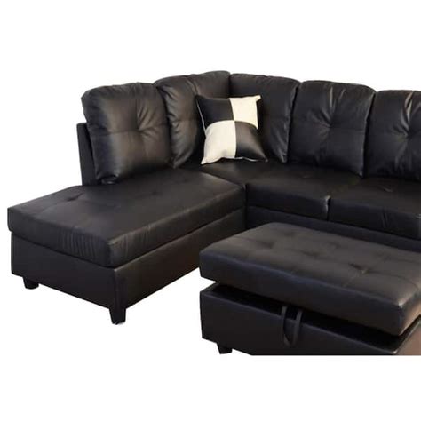 Black Faux Leather Sectional Sofa - Sofa Design Ideas