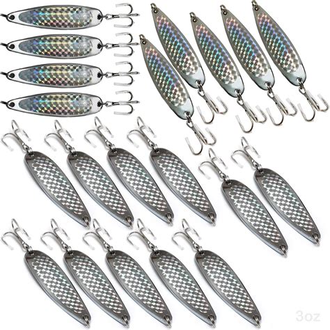 Amazon 20pcs Fish WOW 3oz Fishing Spoon With A Treble Hook 85g