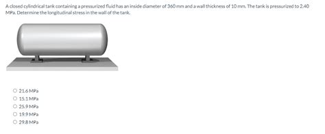 Solved A Closed Cylindrical Tank Containing A Pressurized Chegg