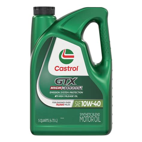 Castrol Gtx High Mileage Synthetic Blend Engine Oil W Quart