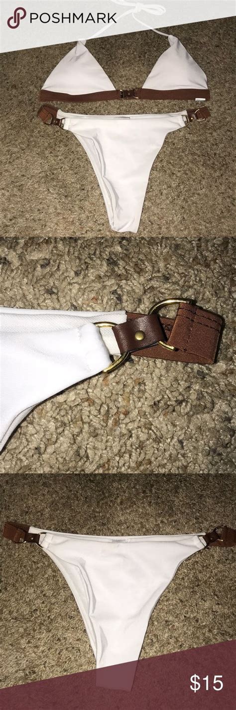 White And Brown Bikini White And Brown Bikini With Leather Detailing Very Cute Never Actually