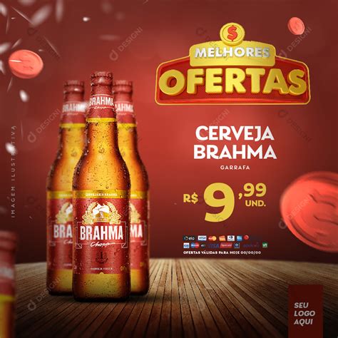 Melhores Ofertas Supermercado Cerveja Brahma Social Media PSD Editável