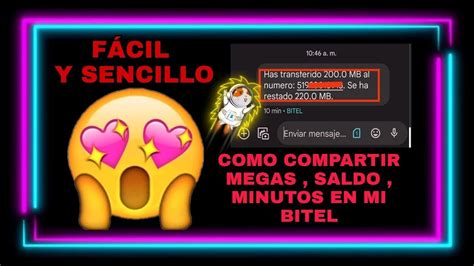 COMO COMPARTIR MEGAS MINUTOS SALDO FACIL Y SENCILLO EN MI BITEL