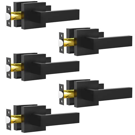 RAZCC Passage Door Lever, 5 Pack Matte Black Interior Door Handles for
