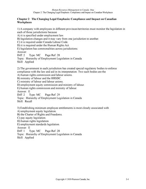 Hrm Chapter Practice Materials Chapter The Changing Legal