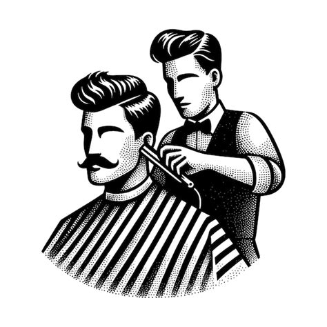 Desenhos Para Barbearia Preto E Branco - Um desenho preto e branco de um homem com um bigode em uma barbearia ...