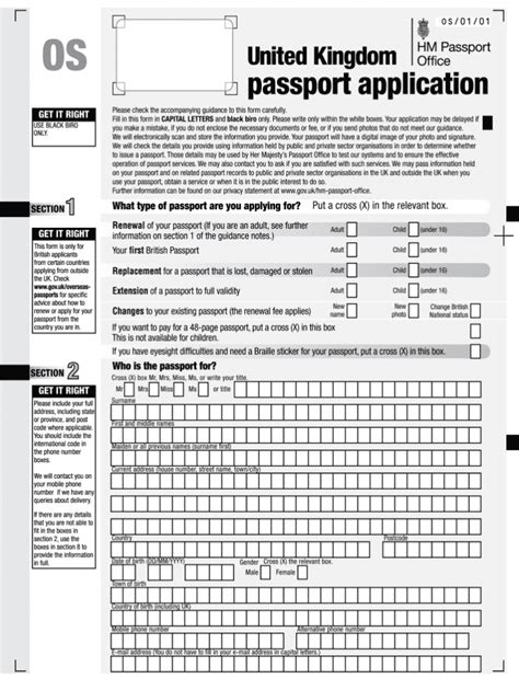 Uk Passport Application Form Pdf Fill Online Printable