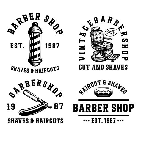 Vintage Set Barbershop Logo Vector Vector Art At Vecteezy