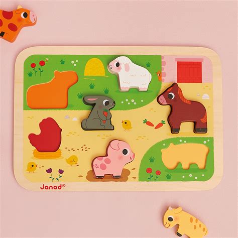 Puzzle Granja Chunky Piezas Puzzles De Madera Primera Infancia