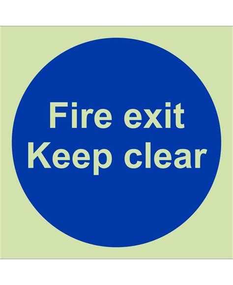 Glow In The Dark Fire Exit Keep Clear Door Sign