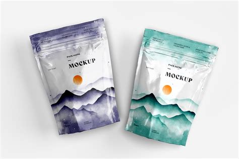 Stand Up Zip Lock Pouch Mockup Set Design Cuts