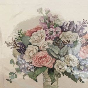 Original Custom Bridal Bouquet Painting In Watercolor Wedding