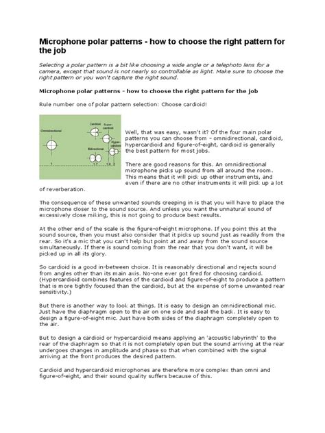 Microphone Polar Patterns | PDF | Microphone | Recording