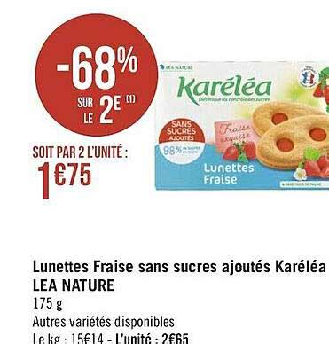 Promo Lunettes Fraise Sans Sucres Ajoutés Karéléa Léan Nature chez