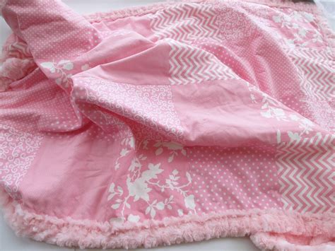 Baby Girl Pink Patchwork Baby Fabric Minky Swirl Quilt Baby Etsy