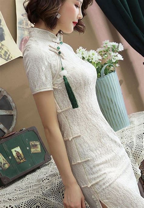 White Lace 2019 Modern Cheongsam Qipao Dress Cozyladywear Qipao Dress Modern Cheongsam