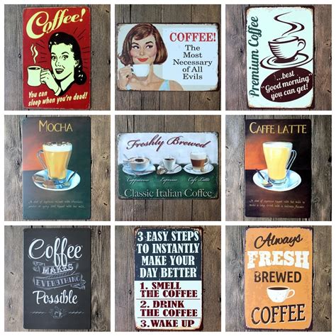 Decor Coffee Metal Plates Vintage Metal Tin Sign Bar Wall Art Craft