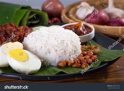 Nasi Lemak Traditional Malay Curry Paste Stock Photo