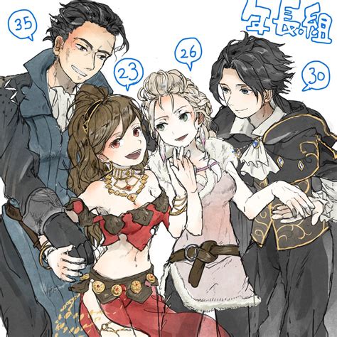 Octopath Traveler Olberic Eisenberg Primrose Azelhart Cyrus Albright And Ophilia Clement