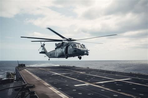 Premium Ai Image Helicopter On The Deck Of The Aircraft Carrier