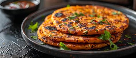 Premium Photo Aloo Paratha From India On A White Background Concept