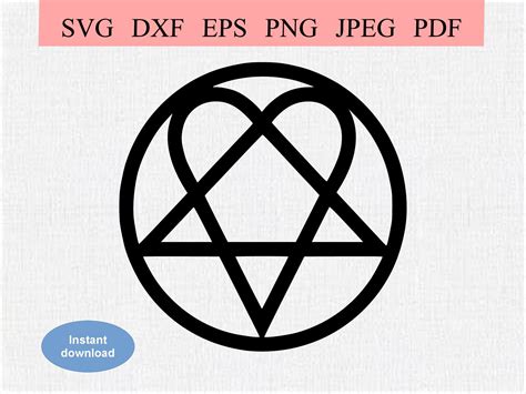 Heartagram Symbol / SVG DXF EPS / Heart Inside of a Pentagram Circle ...