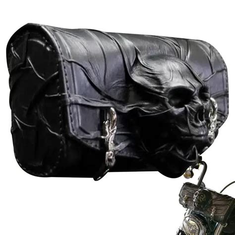 Motorcycle Fork Bags Tool Storage Leather Skull Waterproof Travel Pouch