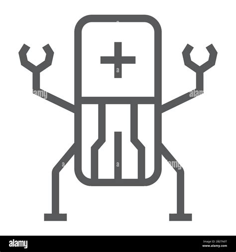 Medical Nanobots Line Icon Technology And Medical Nanorobot Sign