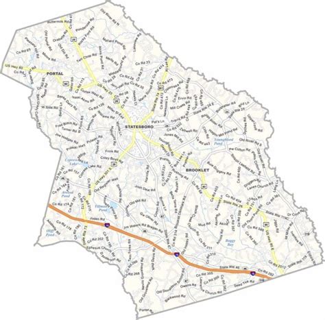 Bulloch County Map Georgia Us County Maps
