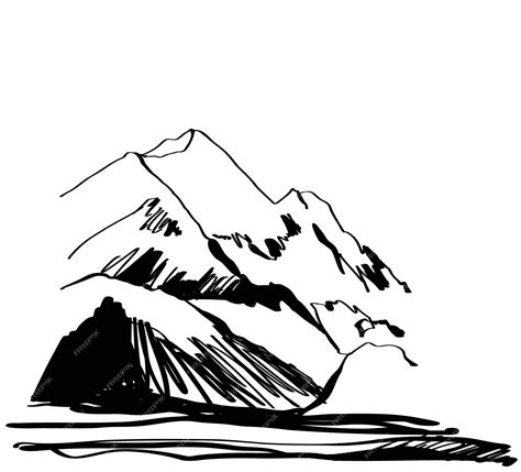 Premium Vector Mountains Sketch Hand Drawn Rocky Peaks