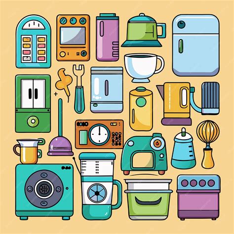 Home Appliances Icons Set Vector Premium Ai Generated Vector