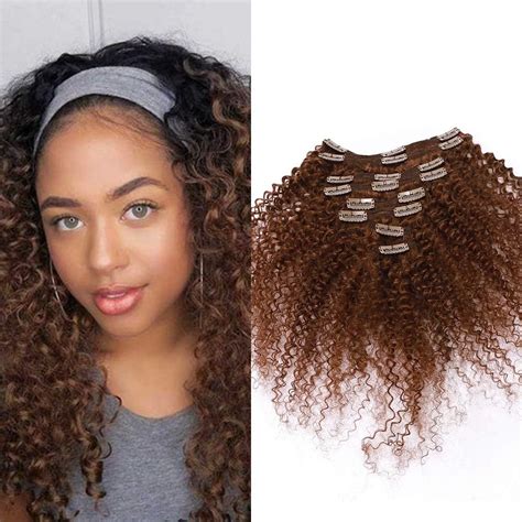 8 PCS Extension A Clip Cheveux Naturel Afro Kinky Curly Extension