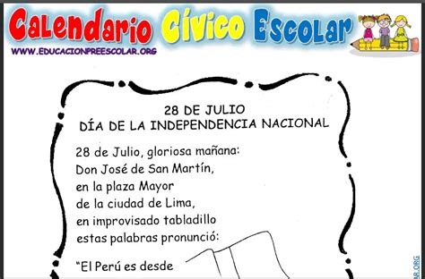 28 De Julio Día De La Proclamación De La Independencia Del Perú