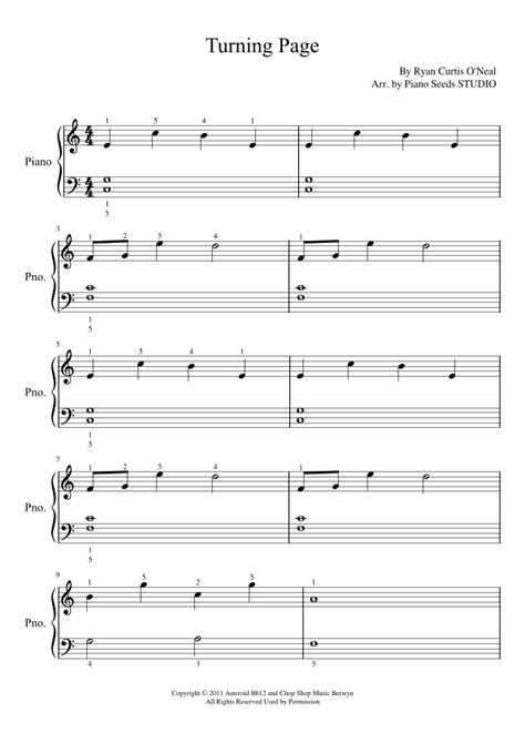 Turning Page Arr Piano Seeds STUDIO By Sleeping At Last Sheet Music