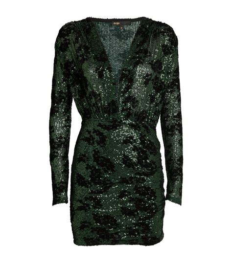 Womens Maje Green Sequin Embellished Mini Dress Harrods {countrycode}